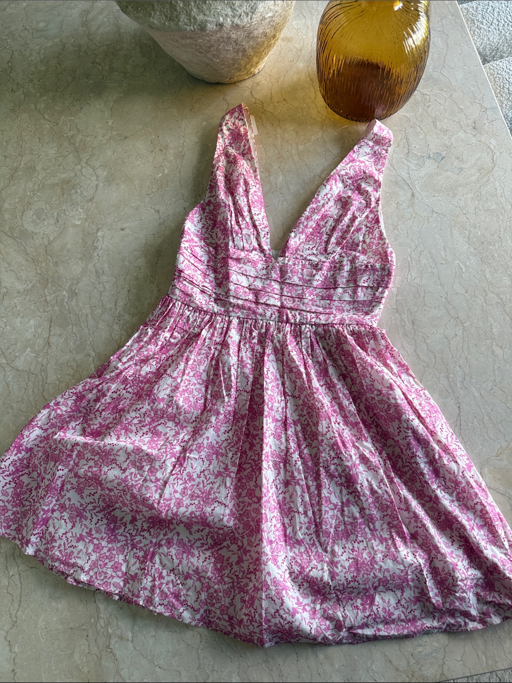 Kourt Few Moda Pink Floral V-Neck Sundress